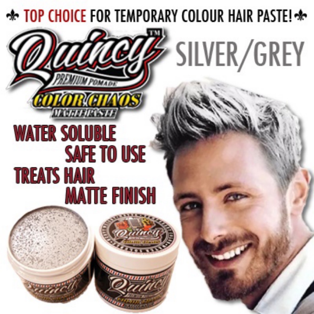 Quincy Color Chaos Ash Silver Grey Temporary Hair Matte Paste Wax Hair
