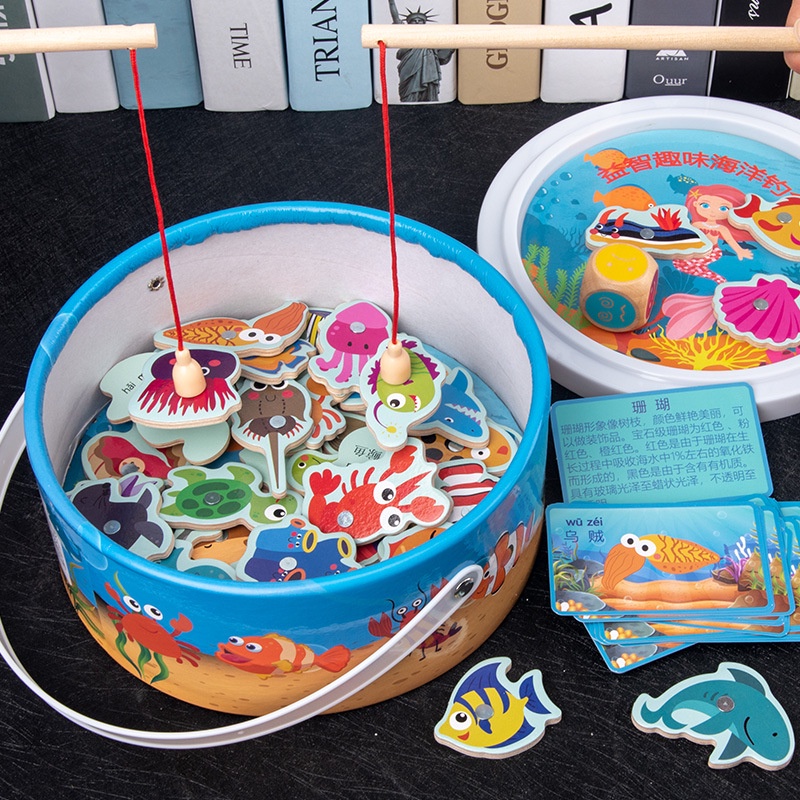 Children's Fishing Toy Set Magnetic Fish Kids Baby Educational Toys