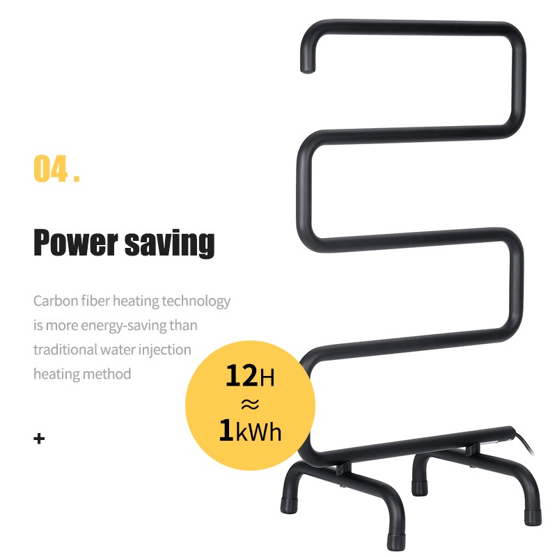 Electric Heating Towel Rack S Shape Floor Stand Towel Holder Rail