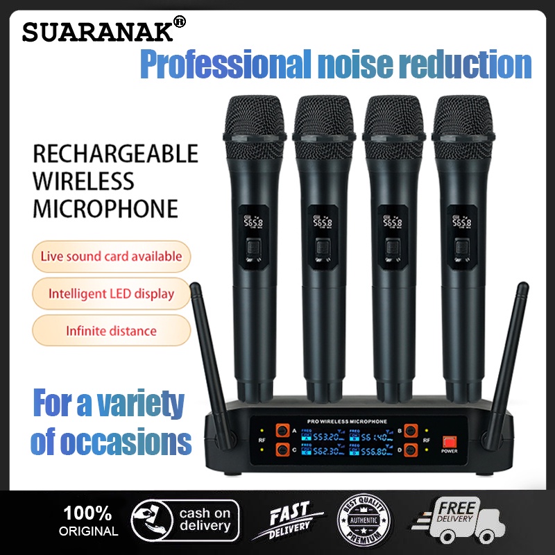 New Wireless Microphone System Four Wireless Handheld Microphone for