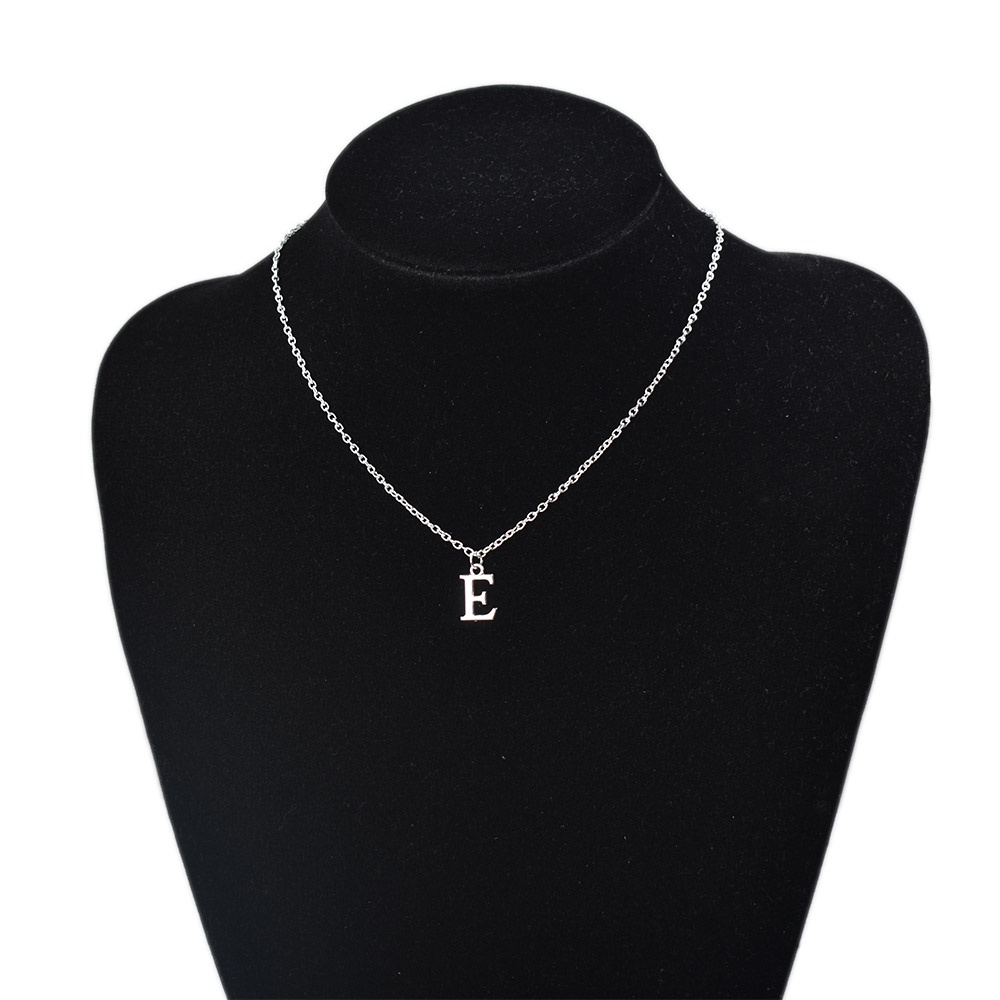 Silver Plated Initial Letter Pendant Necklace For Women Girls A-Z Alphabet  Jewelry