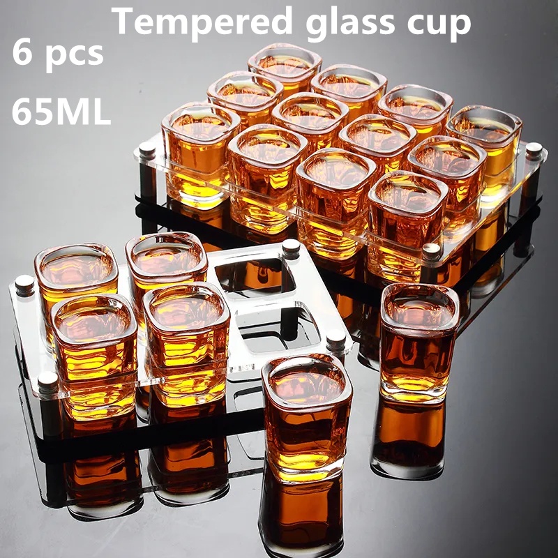 Pack Shot Glasses with Holder  Shot Glass Set with Tray  Shot Glass Dispenser with Acrylic Stand  Heavy Base Shot Glass Set  Clear Glass Serving - 1