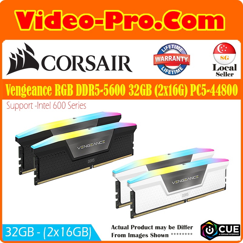 Corsair Vengeance RGB DDR5-5600 32GB (2x16G) PC5-44800 Black/White 288 ...