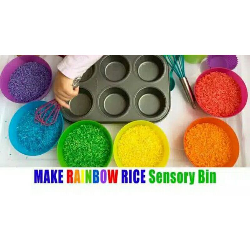 Rice rainbow | Rainbow rice 200gr | Montessori rainbow rice sensory ...