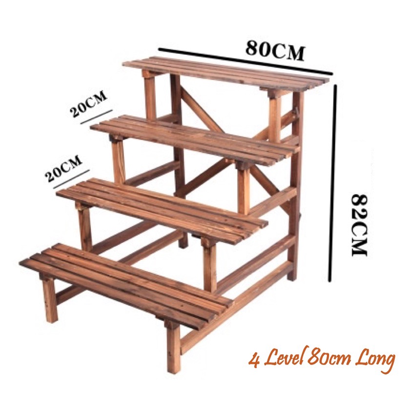 Wooden Plant Rack/ Outdoor Planter Rack/ Wood Rack/Step Rack/Carbonised ...