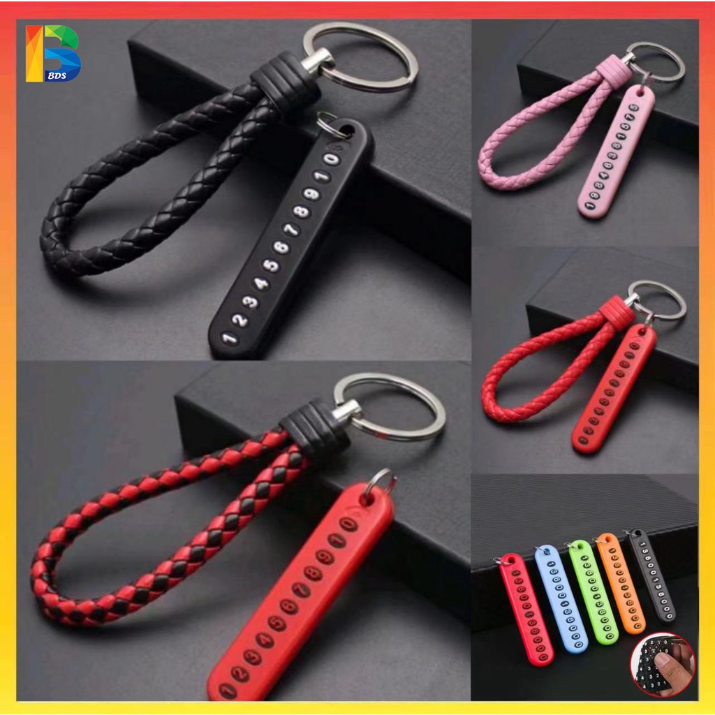Colorful Keychain Rope Style Phone Number Key Chain Ring Keyring Tali ...