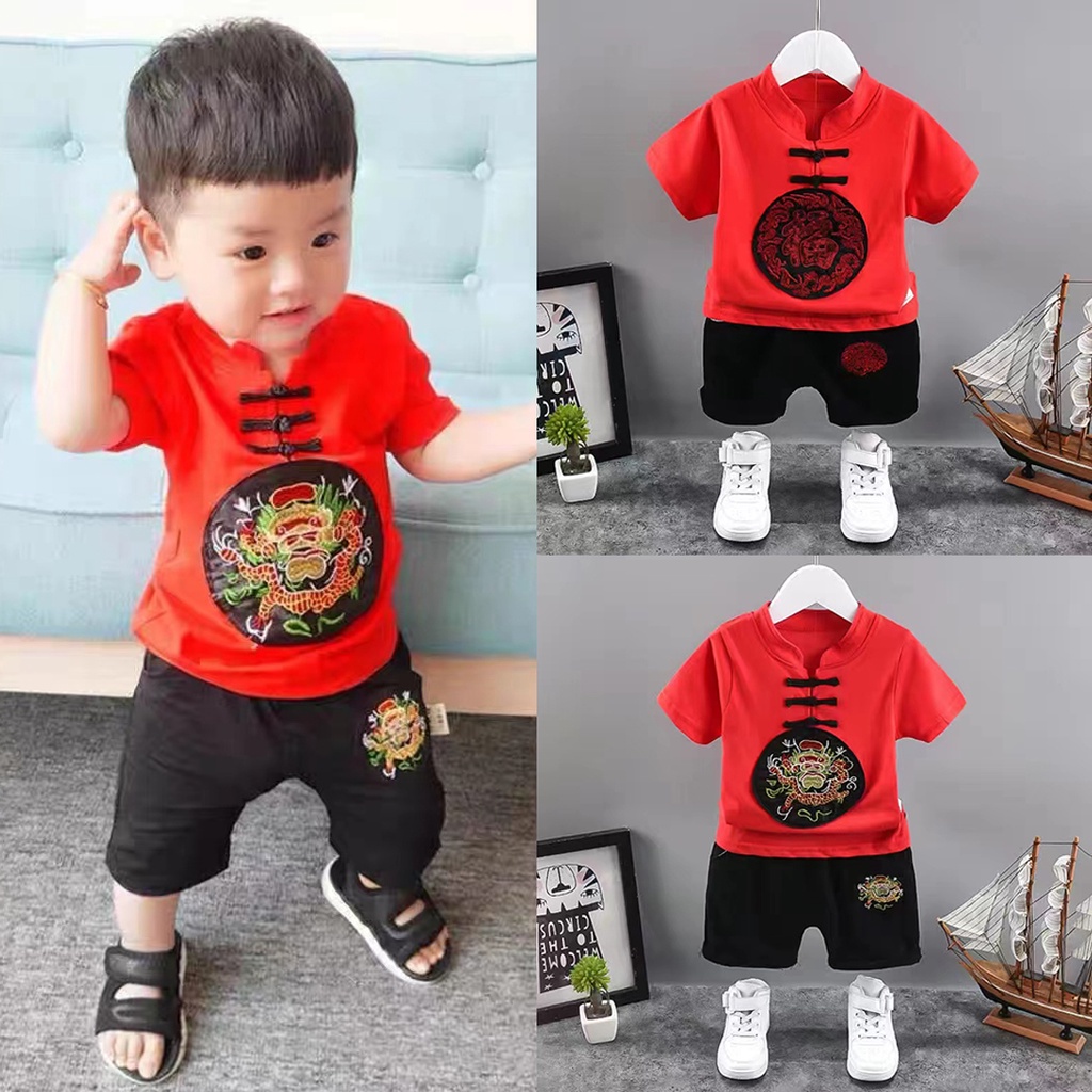 New Baby Chinese Style Short Sleeved CNY Suit Summer Clothes