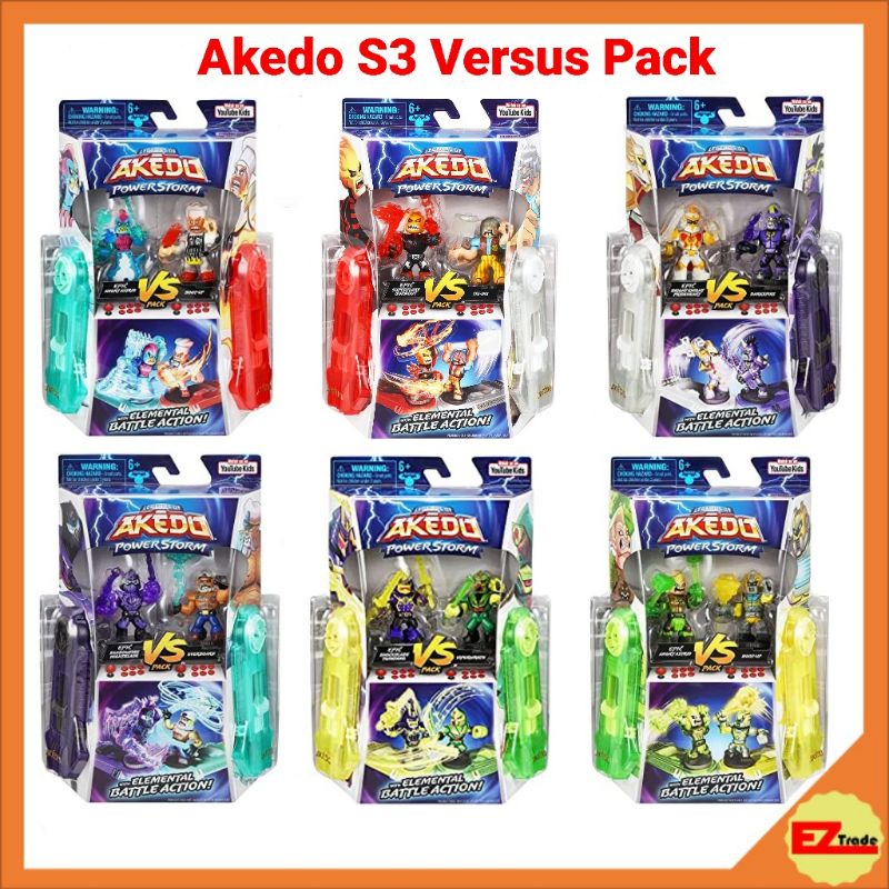 Moose Legends of Akedo Powerstorm S3 | Versus Pack | 2 Mini Battling Action Figures and 2 Battle Controllers