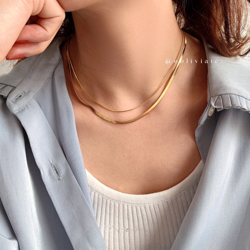 Gold flat herringbone on sale chain