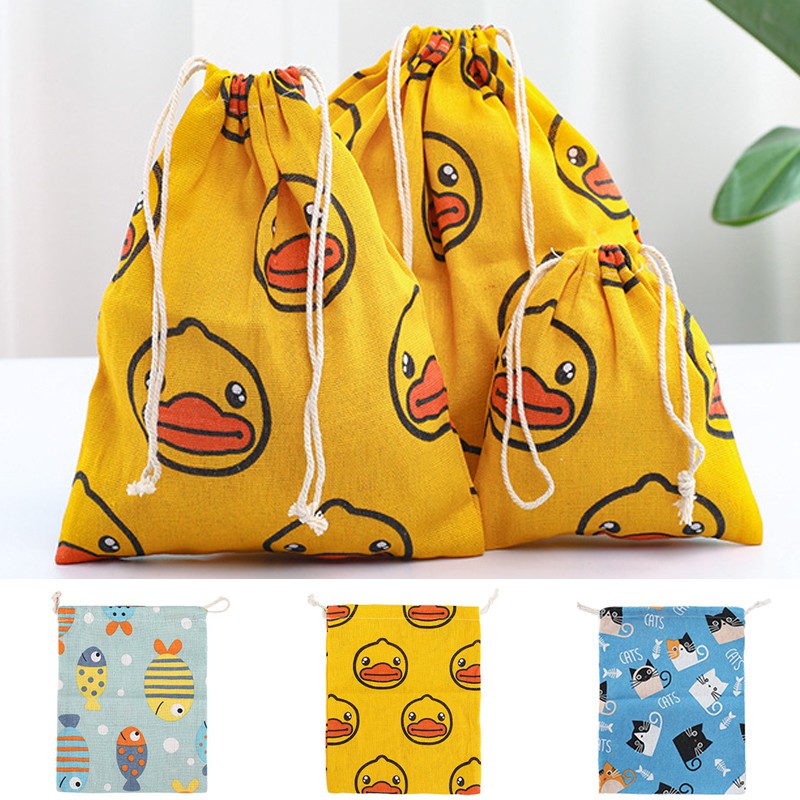 Cotton Linen Drawstring Cloth Bag Travel Clothing Toy Storage Bag