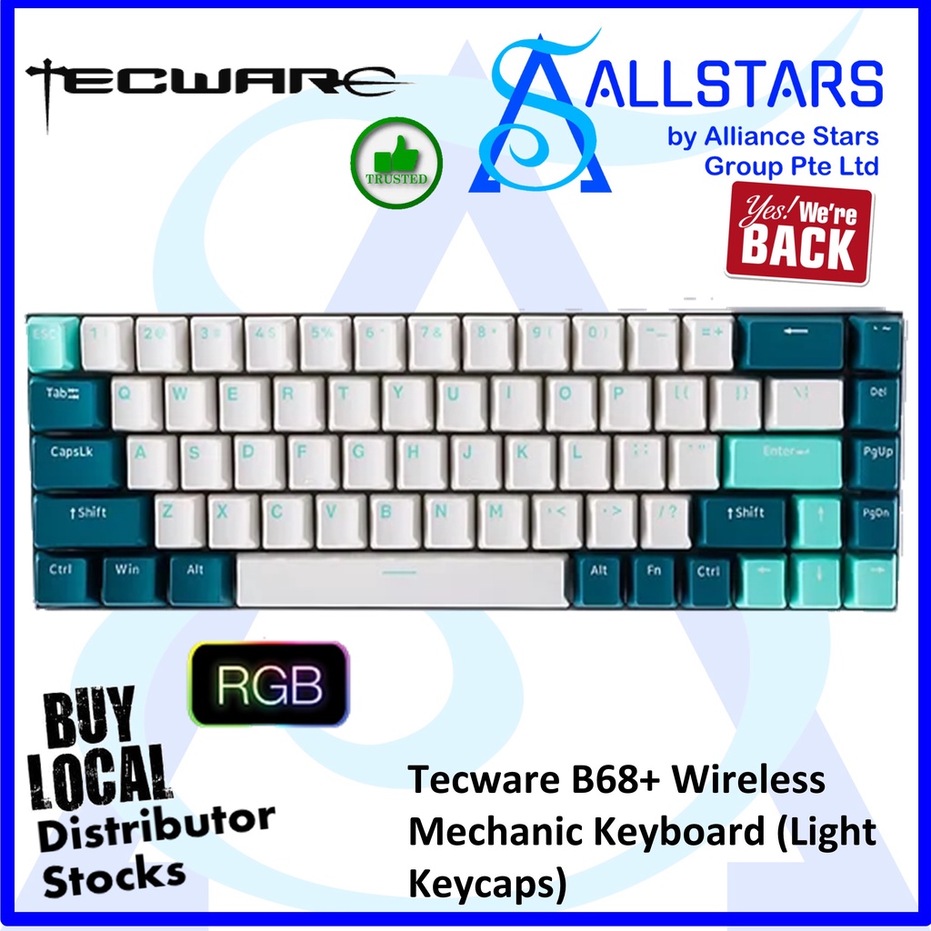 Tecware B68+ Mechanical Keyboard (Body :White /Switch Gateron Red ...