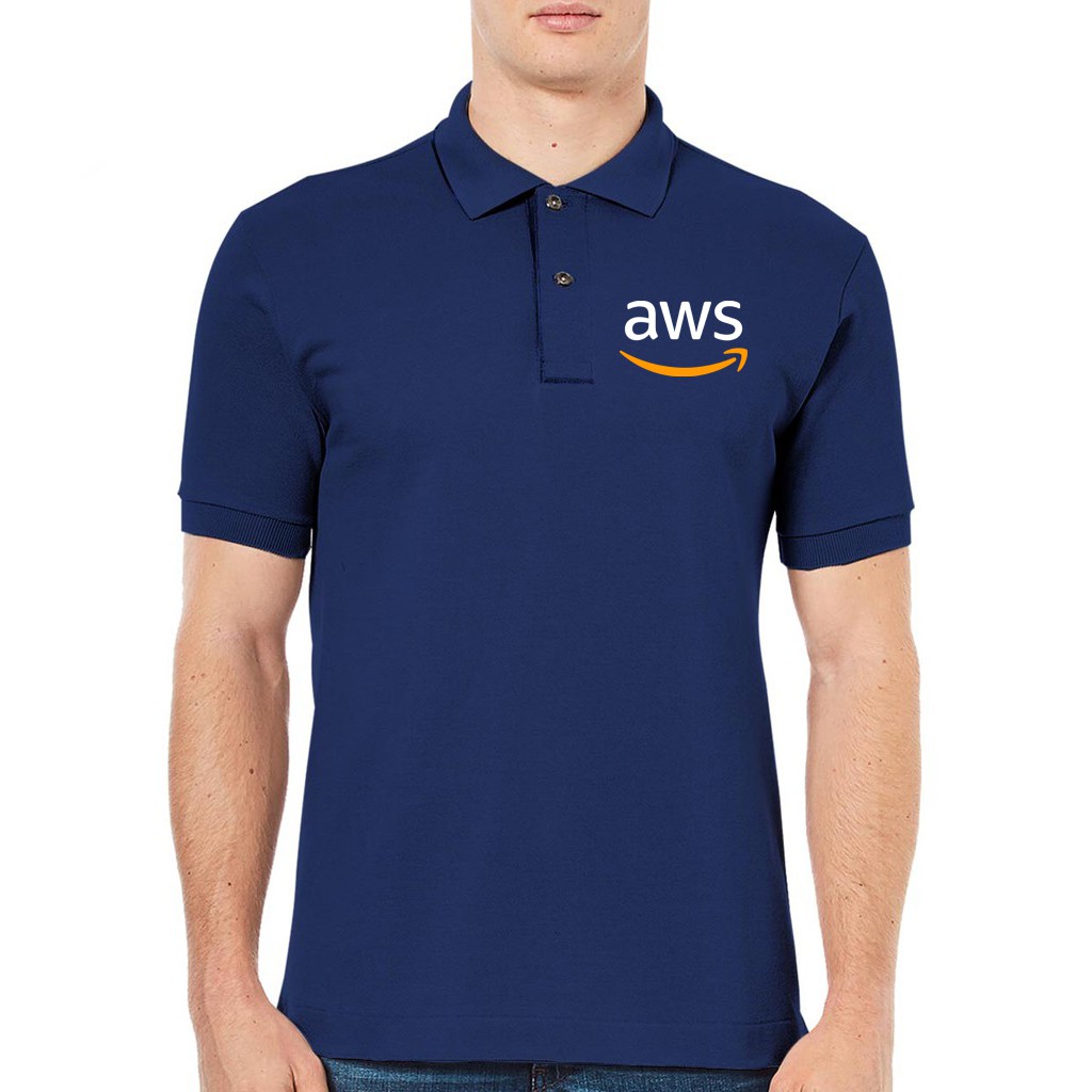 T-shirt Polo Shirt Amazon AWS Cloud Service Logo S,M,L,XL,2XL Navy ...