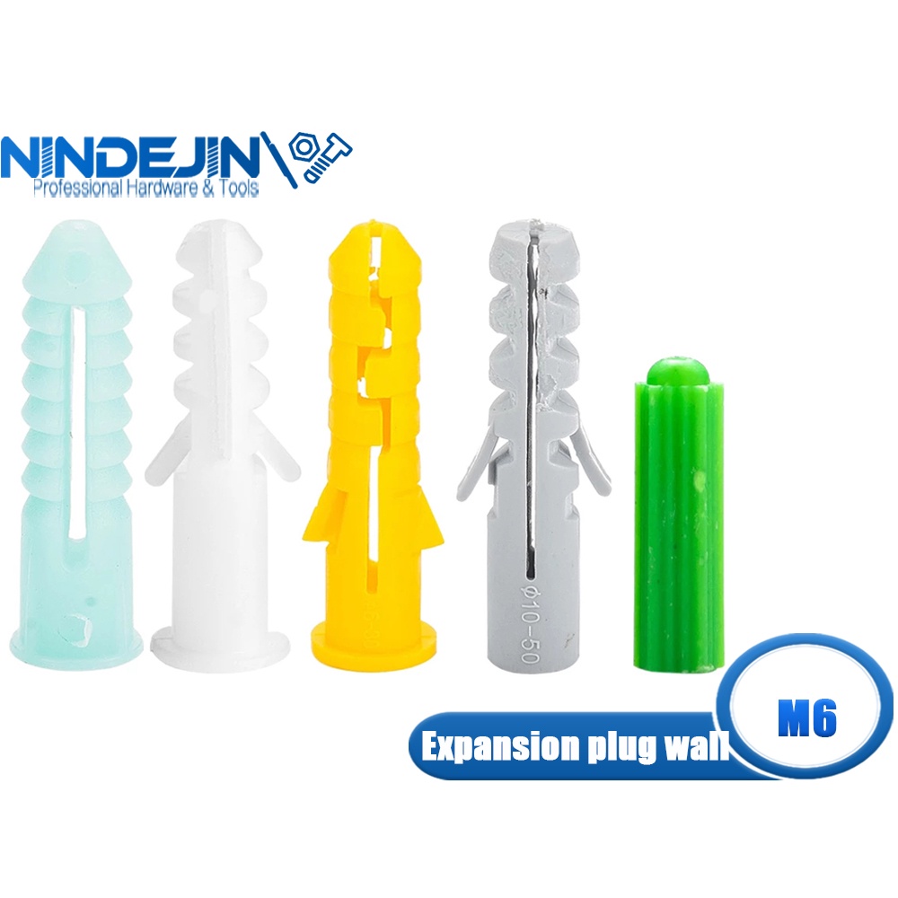 NINDEJIN 100pcs Plastic Expansion Anchors Drywall Wall Anchors M6