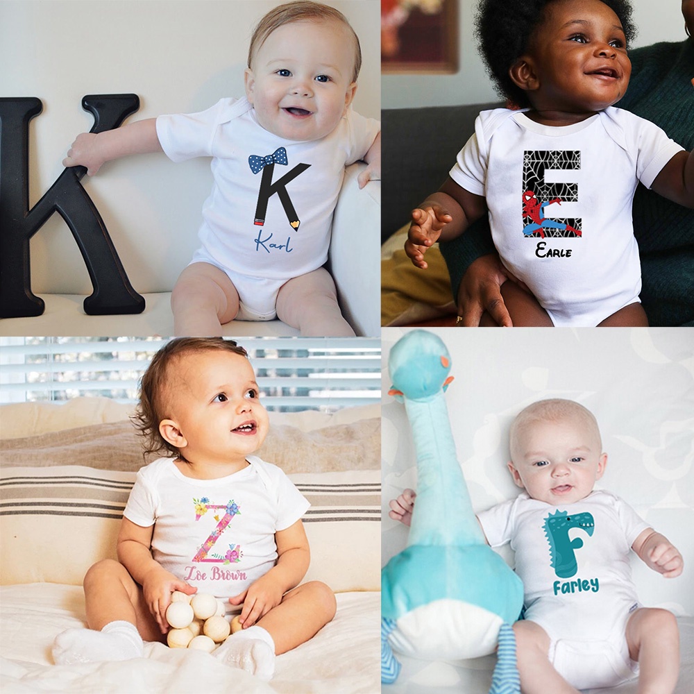 Letter name Personalized baby onesies Custom Baby Romper Fashion Baby Clothes Jumpsuit Shopee Singapore