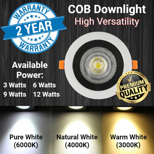 🌞 High Quality COB LED Downlight 3W 6W 9W 12W 2 YEAR WARRANTY | Shopee ...