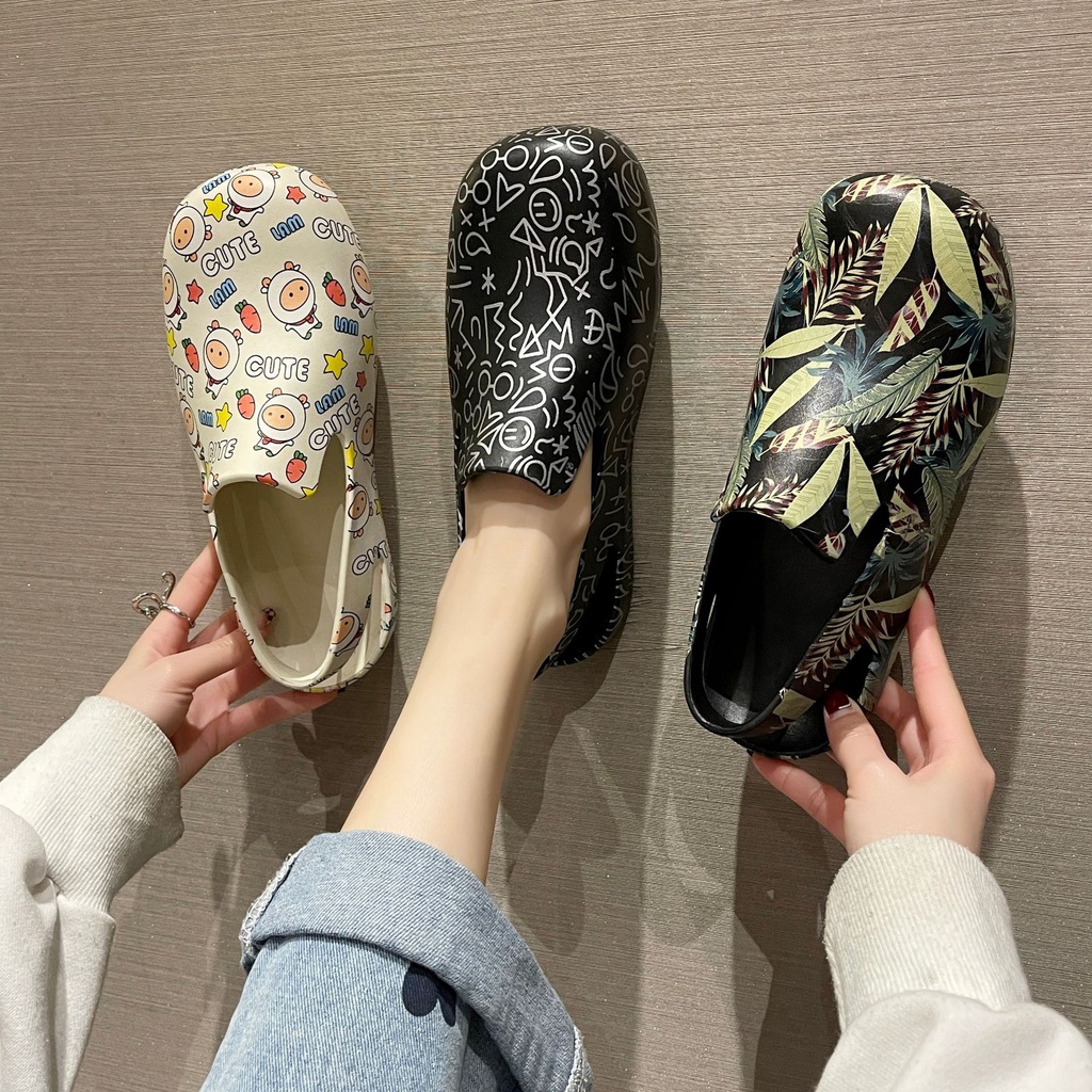 2022 new fashion Baotou graffiti sandals and slippers female Korean