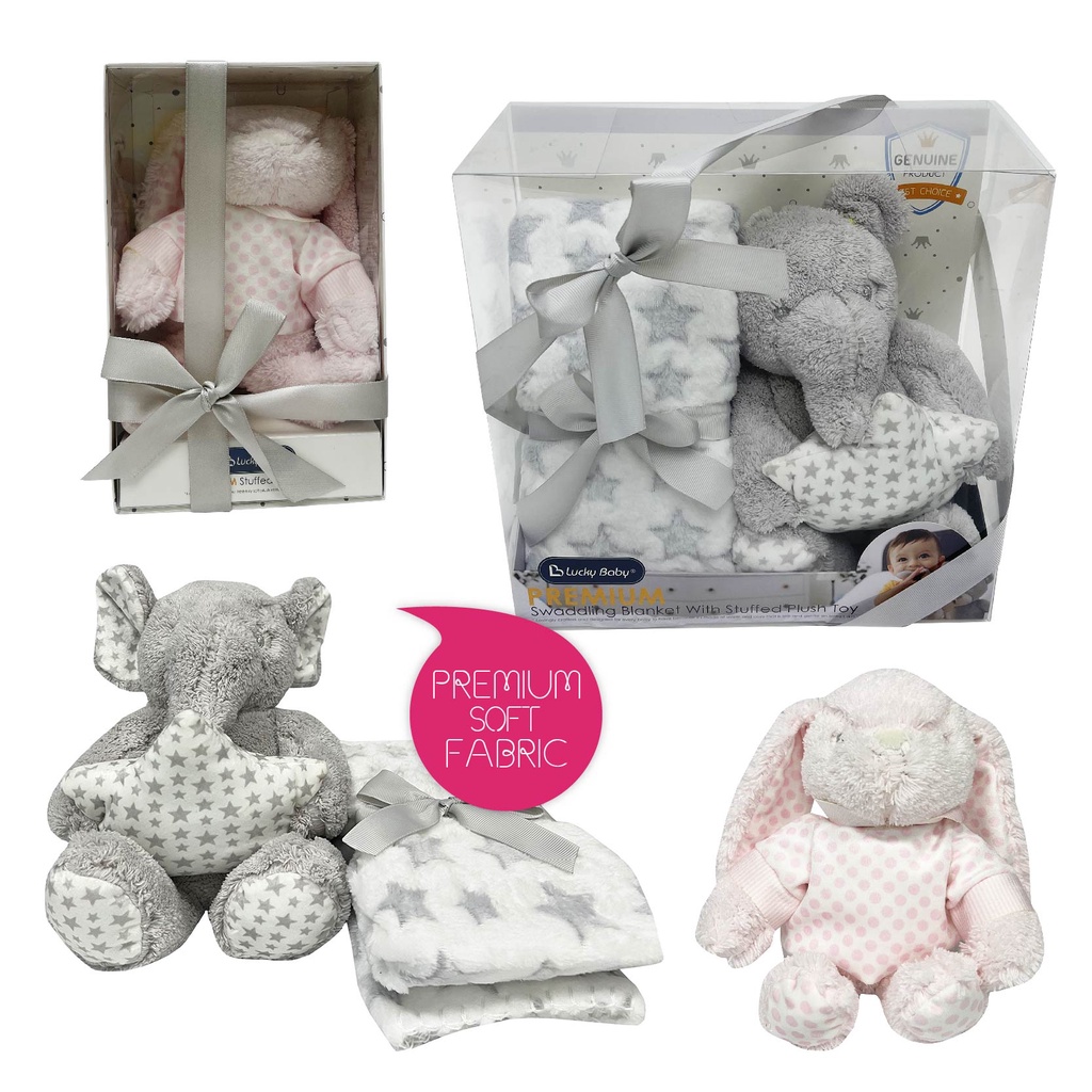 Lucky Baby Swaddling Blanket W/Stuffed Plush Toy or Stuffed Plush Toy ...