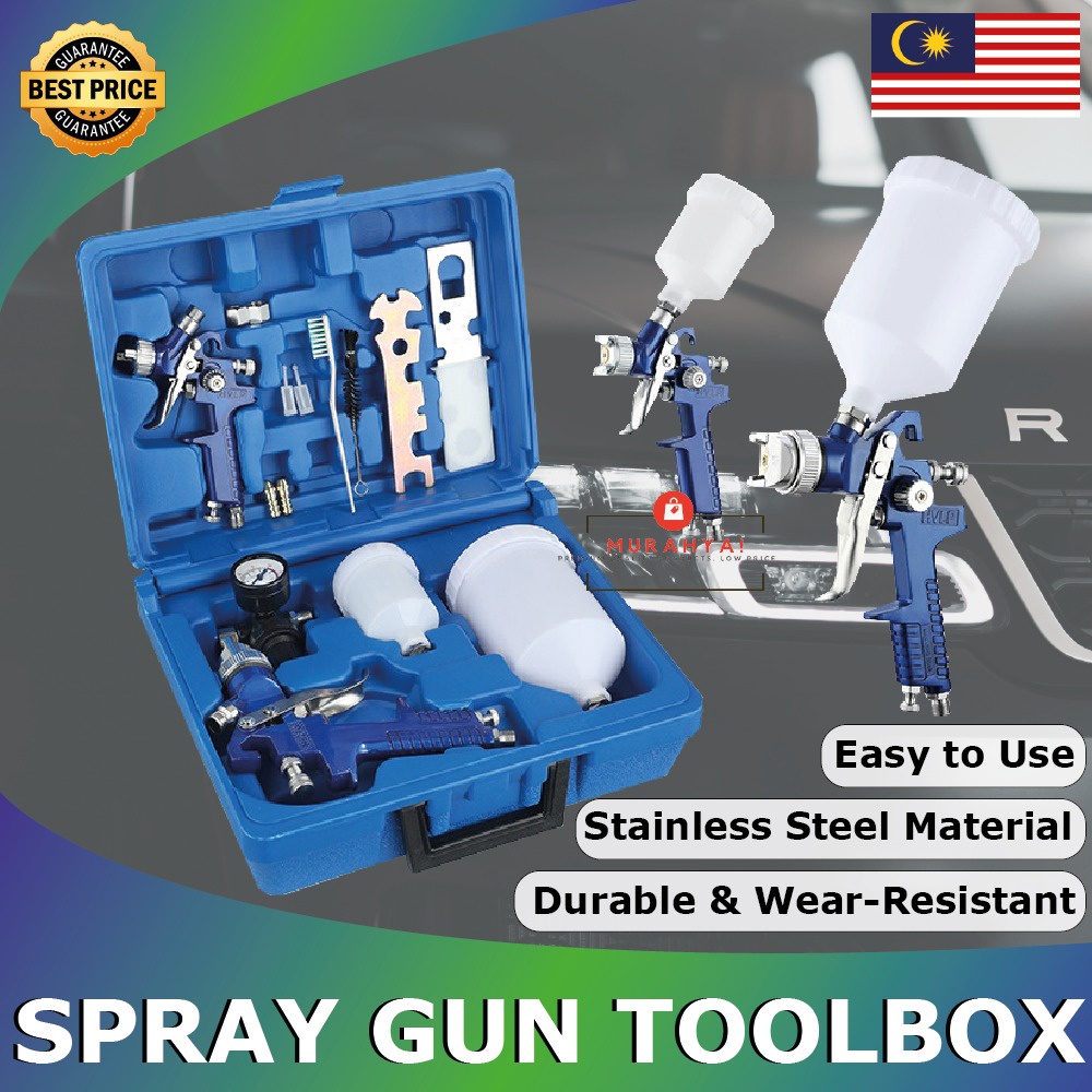 Spray gun paint Penyembur cat kereta H827 + H2000 HVLP Car painting kit 2 in 1 box set Pressure