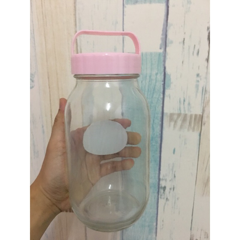[DAISO] LIGHT PINK GLASS JAR 900ML Shopee Singapore