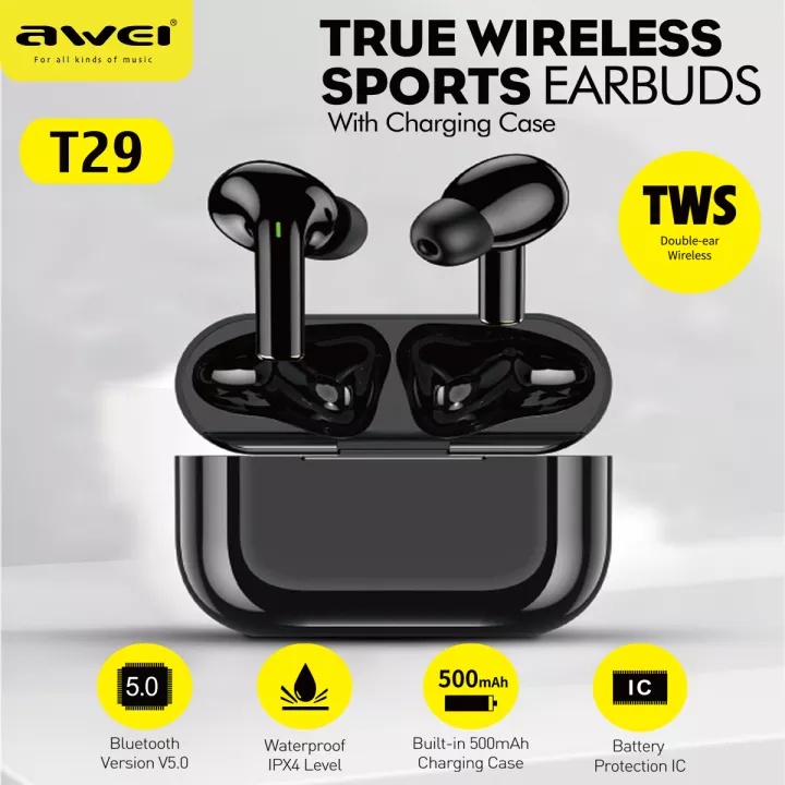 AWEI T12P T15 T15P T29 Bluetooth TWS Earphone Headphones Shopee