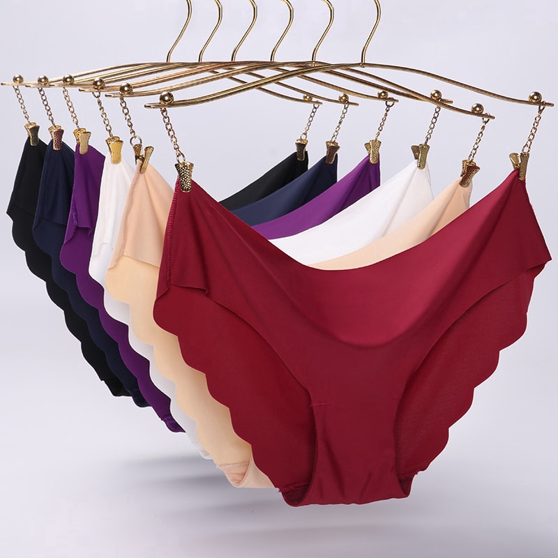 Women Ladies Seamless Panties Solid Color Women Seamless Ice Silk