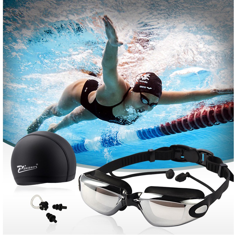 Swimming glasses and clearance cap