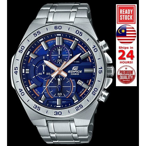 Edifice EFR 564 Silver Blue Stainless Steel Men s Watch Jam Tangan