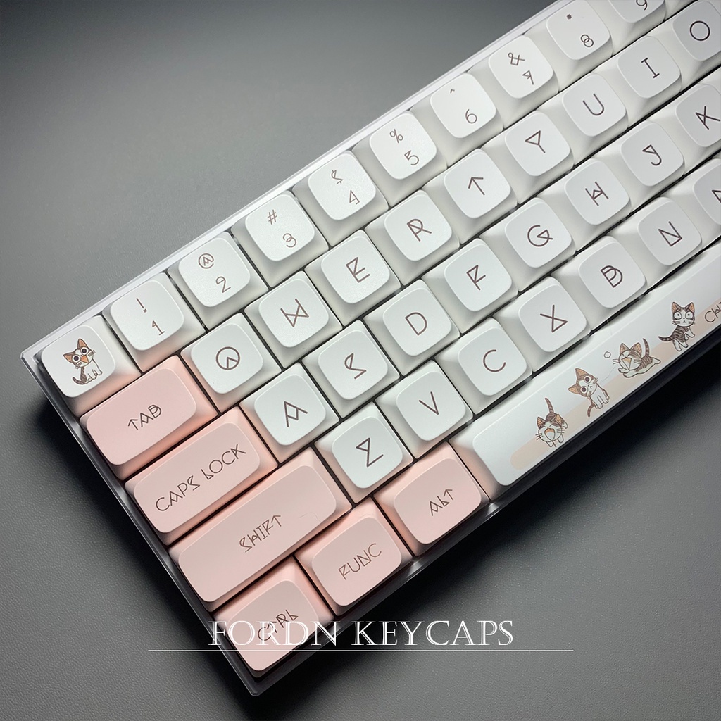 PBT Sublimation Pink Cat Keycaps 137 Key XDA Profile is Suitable For