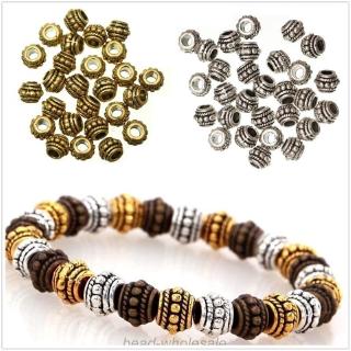 BronaGrand 100pcs Tibetan Silver Spacer Beads Large Hole Beads Charms Hollow Tube Bead for DIY Necklace Bracelets