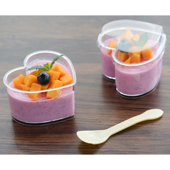 Disposable Heart Shape Pudding/Dessert/Mousse/Tiramisu Cup With Lids ...