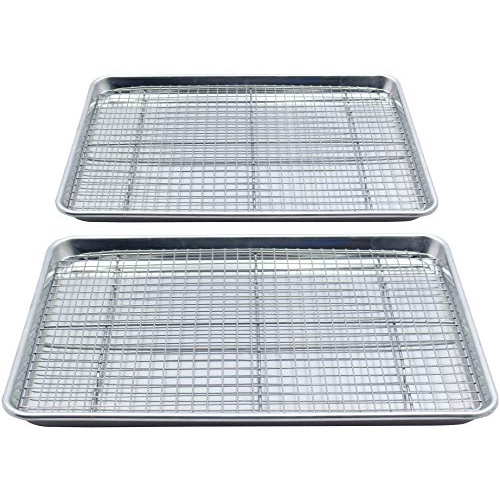 Checkered Chef Baking Sheet and Rack Set Twin Pack 2 Aluminum Cookie