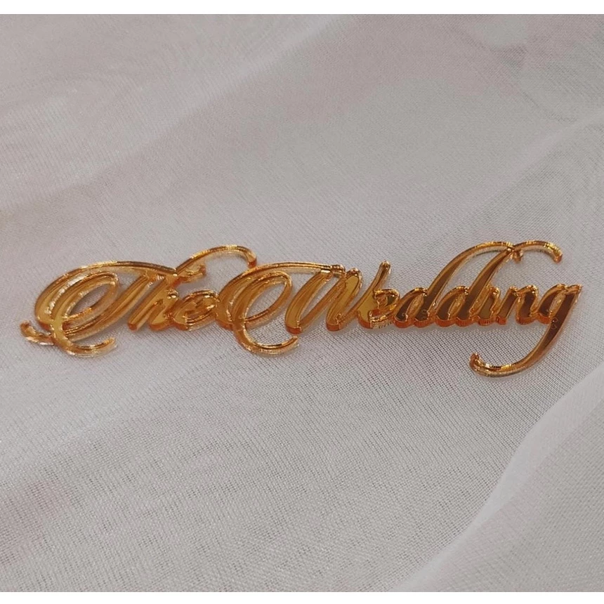 The Wedding Akrilik Cermin Emas Plywood Dekorasi - Gambar 2