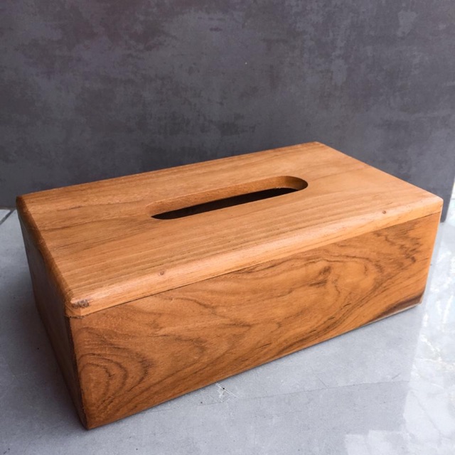 Teak tissue store box