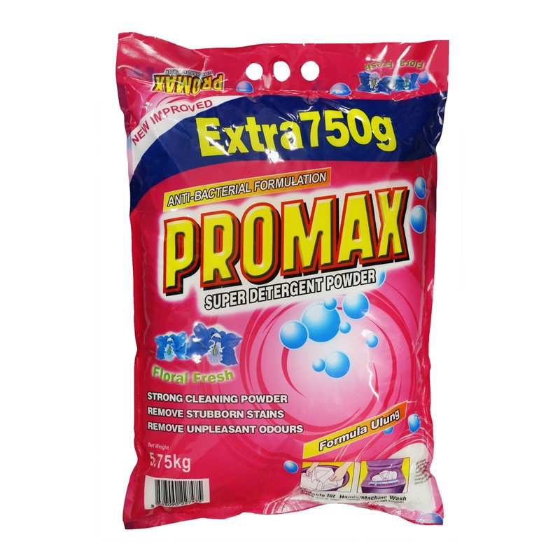 Promax Anti-Bacterial Super Detergent Powder Floral (5.75kg) | Shopee ...