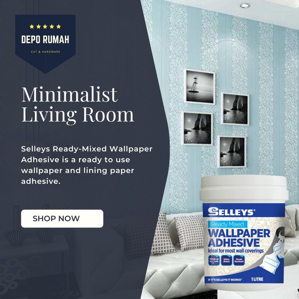 Selleys Ready Mix Wallpaper Adhesive Glue 1 Litre For Wallpaper Glue