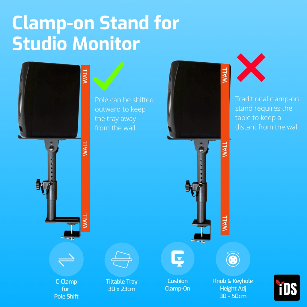 [iDS] Desktop ClampOn Studio Monitor Stand Speaker Stand Set of 2