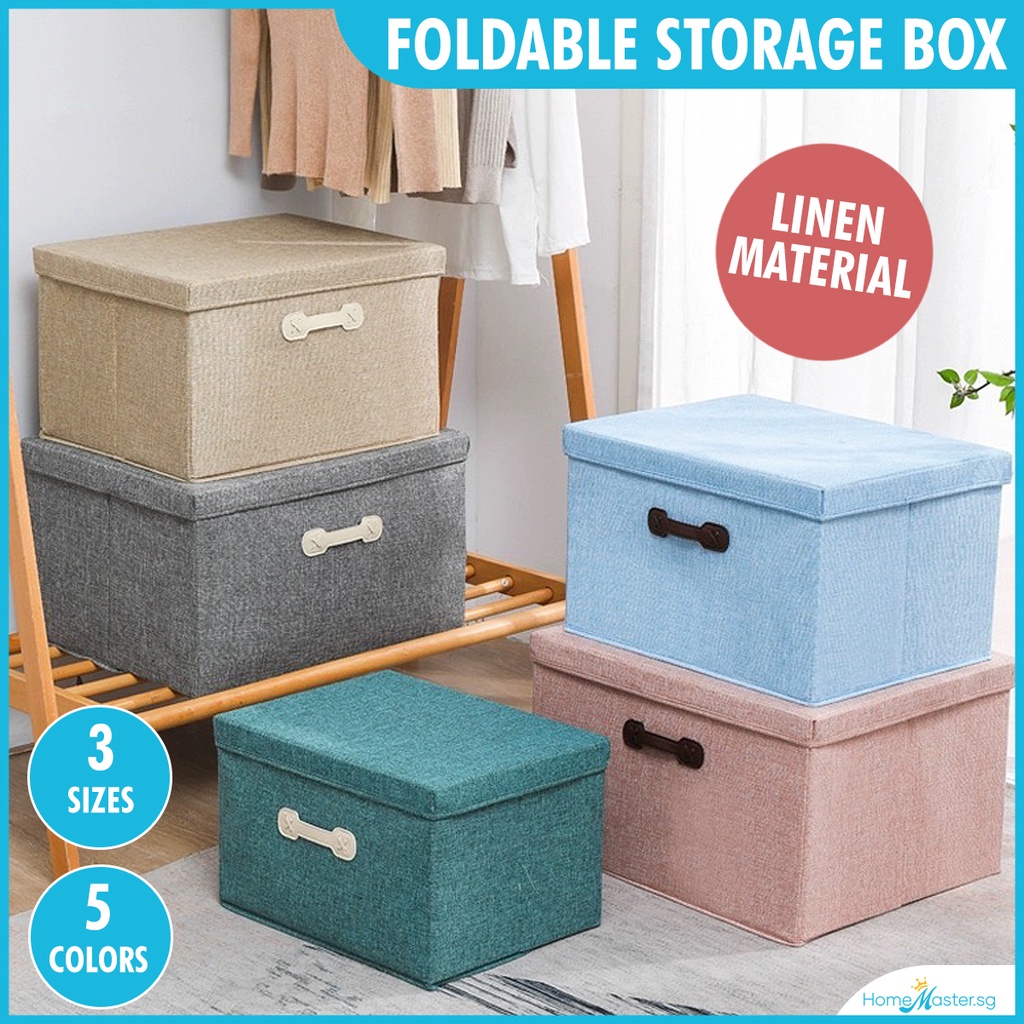 [SG Ready Stock] Foldable Linen Large Capacity Storage Box*With Cover ...