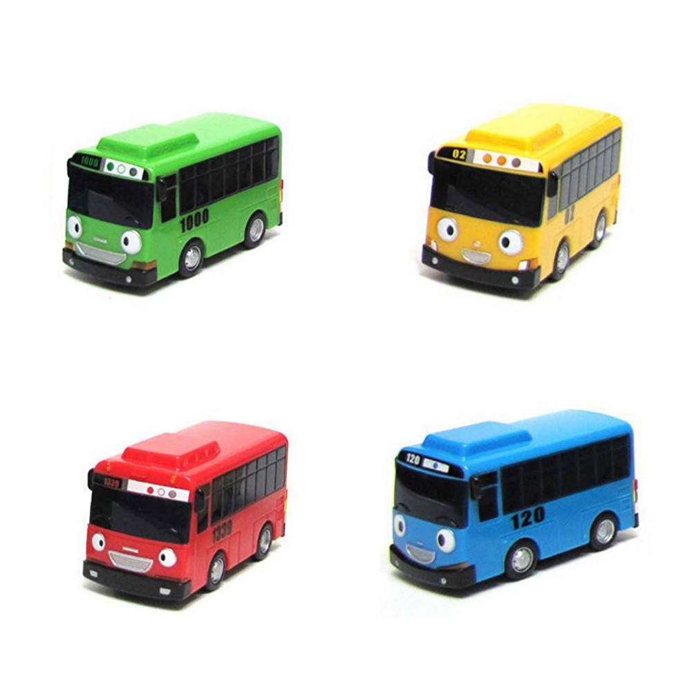 4 PCS/Pack Cartoon Mini TAYO Bus Taxi Back Children's Educational Toys