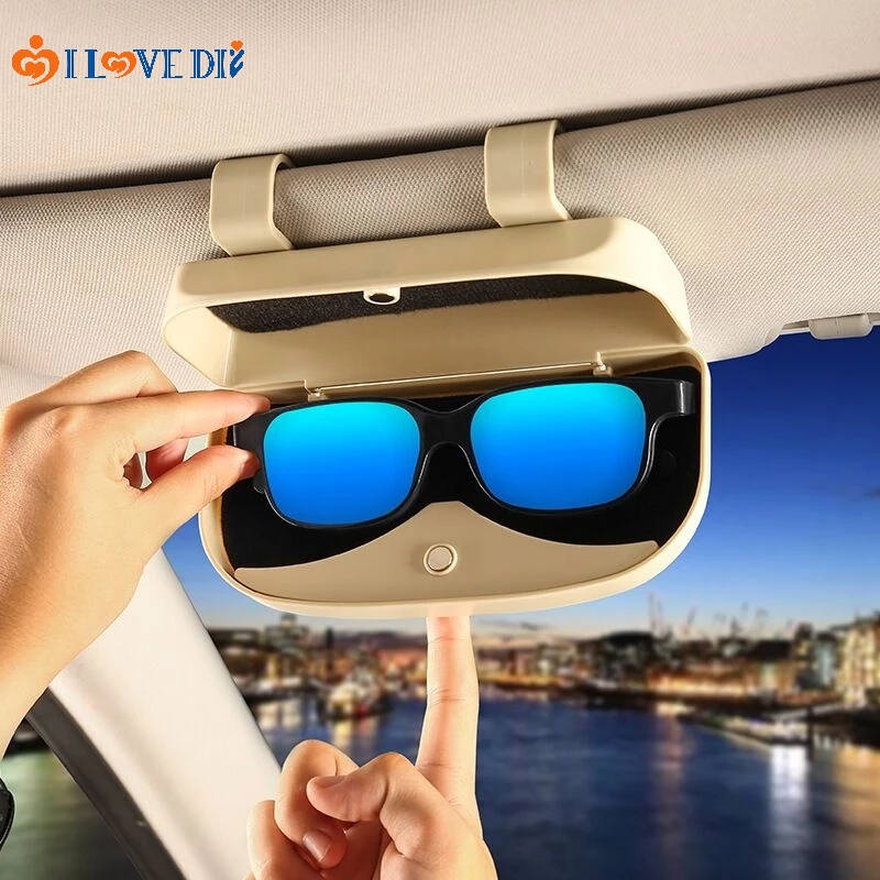 Portable Automobile Sun Visor Clip-on Type ABS Plastic Sunglasses Case/ Universal Car Install Shockproof 3 Colors Glasses Storage Box