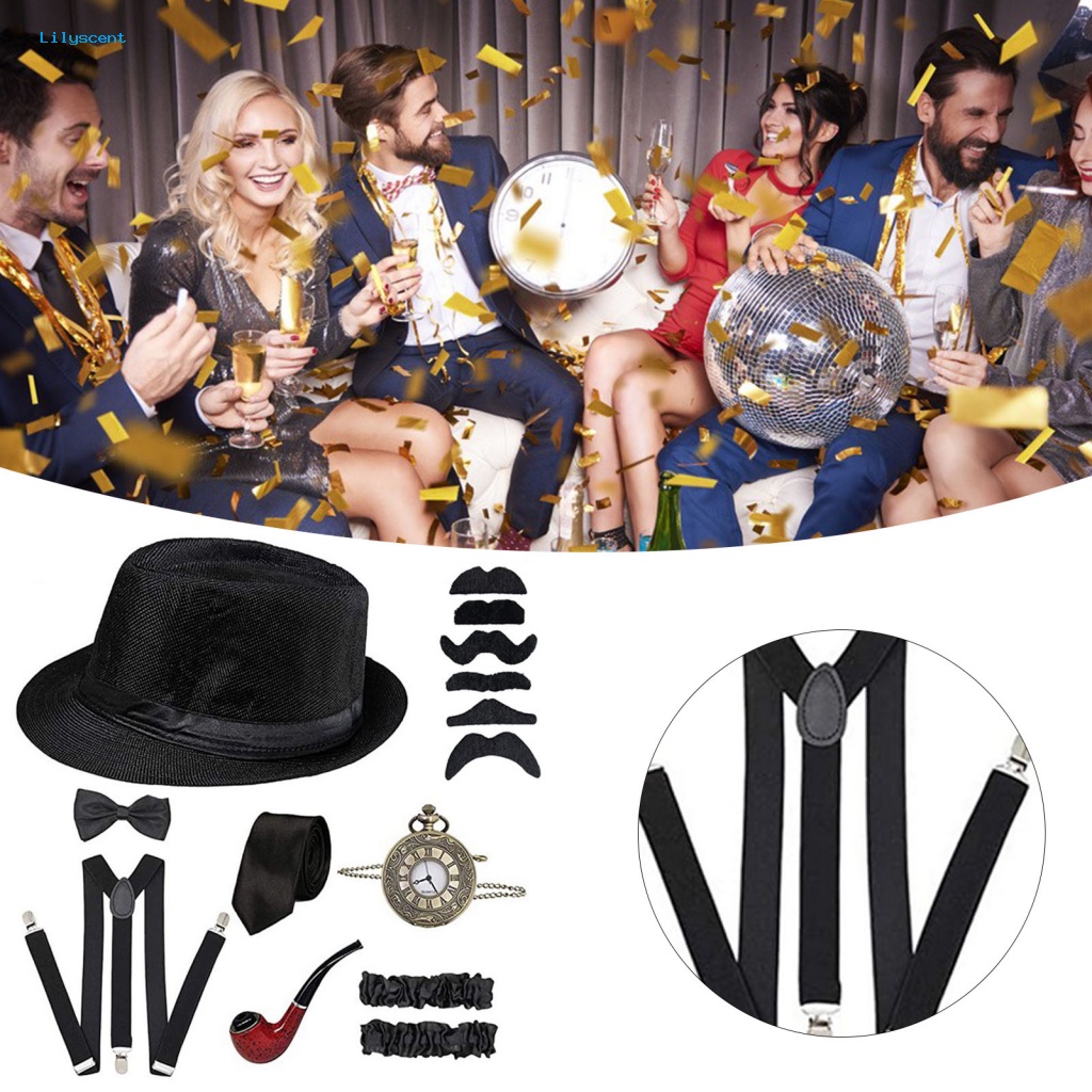 New Fashion Accessories Party Costume Mens Halloween Great Gatsby Accessories Set Stage Performance for Banquet Shopee Singapore