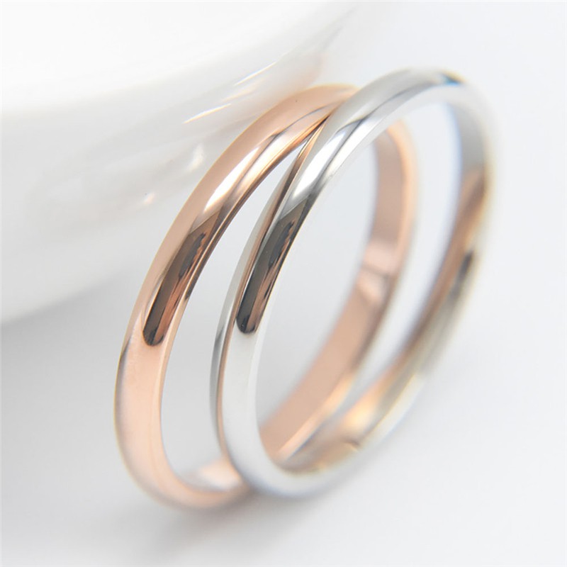 HW Free Silver Rose Gold Plated Titanium Steel Wedding Ring Jewelry Gift