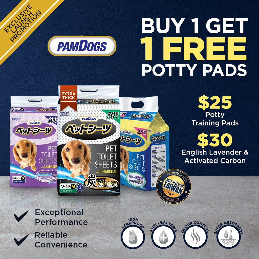 Buy 1 get 1 FREE Pamdogs Potty Sheets / Pee Pads | Shopee Singapore