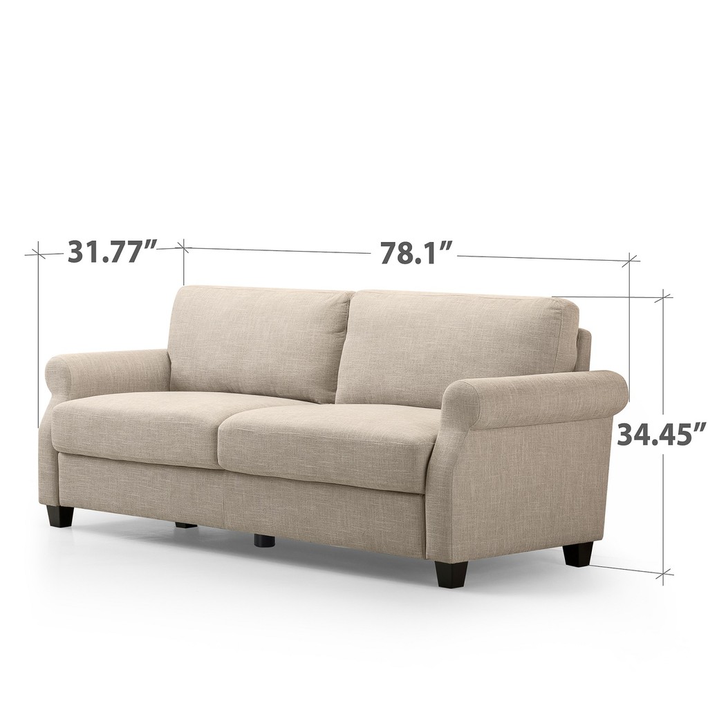 Zinus Josh Traditional Upholstered Sofa/Love Seat (Beige) | Shopee ...