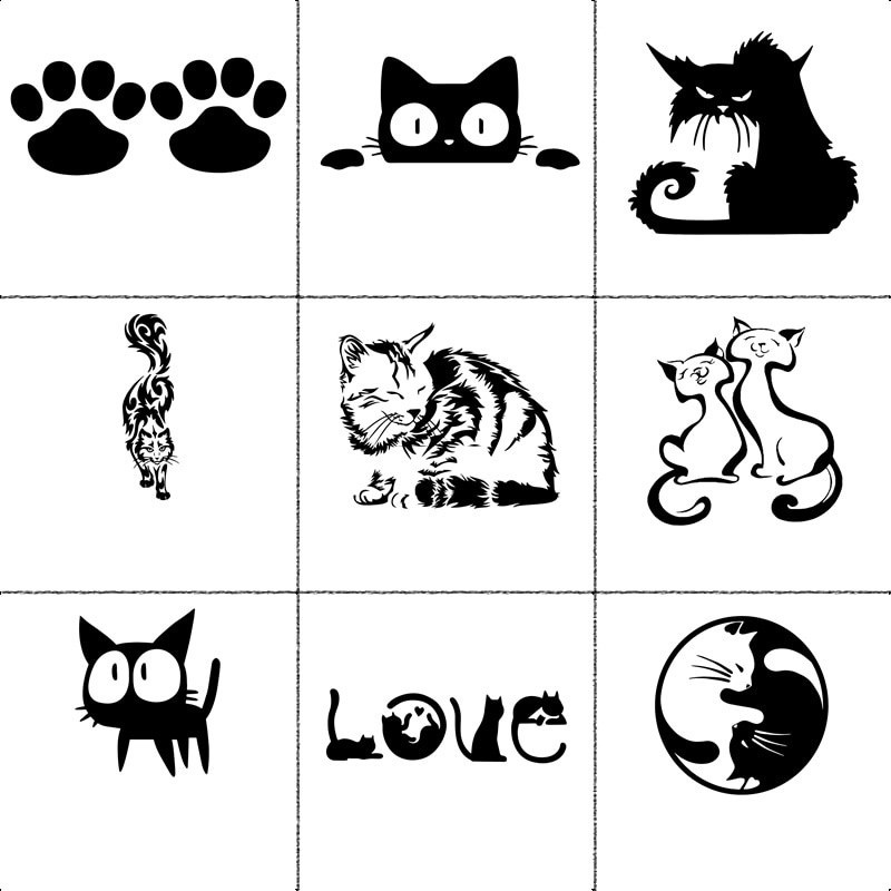 10 Style Funny Cat Car Stickers On The Cars Cover Scratches Cartoon