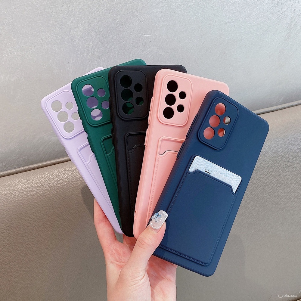 Fashion Phone Case Samsung Galaxy A32 M32 A42 A52S A52 A72 M42 4G 5G Casing Wallet Soft Liquid Silicone Case With Card Holder Card Case Couple Cover Shell