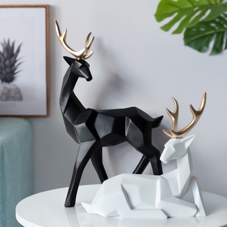 ✕Nordic Style Geometric Design Lucky Deer Ornaments Home Accessories Creative Living Room Tv Cabinet Wine Decorations New Housewarming Gifts