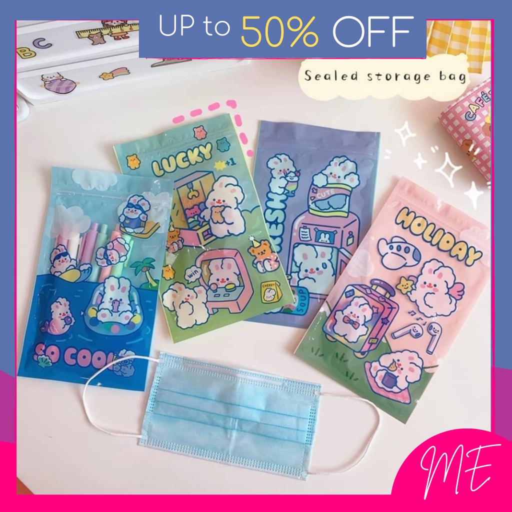 Packaging Bag Cute Cartoon Rabbit Ziplock Bag Snack Storage Bag Plastic ...