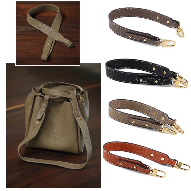 Bag Belt Leather Strap Handbag Wide Part Shoulder Solid Color Lychee
