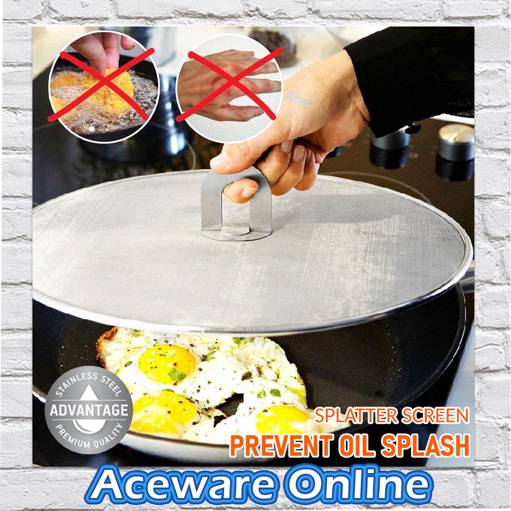Splatter Screen Kitchen Oil Proof Lid Stainless Steel Oil Spill Proof ...