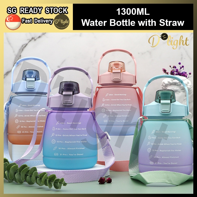 1300ml Gradient Water Bottle with Straw Cup Free Sticker | Shopee Singapore